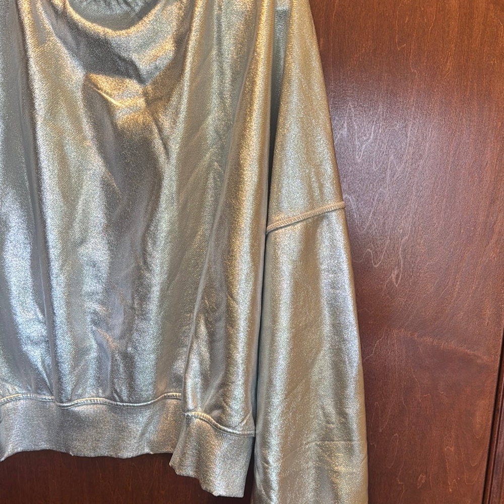 Free People Shiny Silver Oversized Pullover - Picture 8 of 8